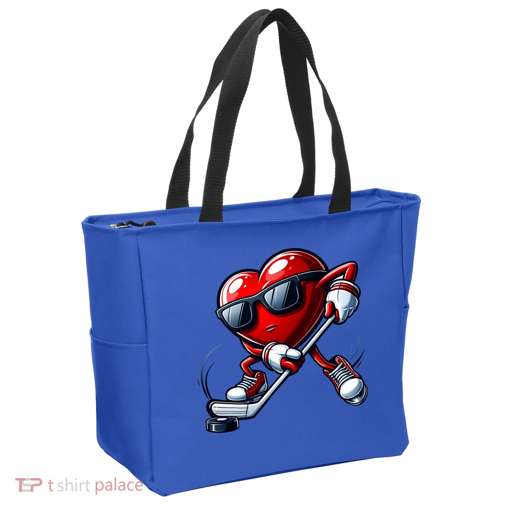 Valentines Day Heart Playing Hockey Tote Bag