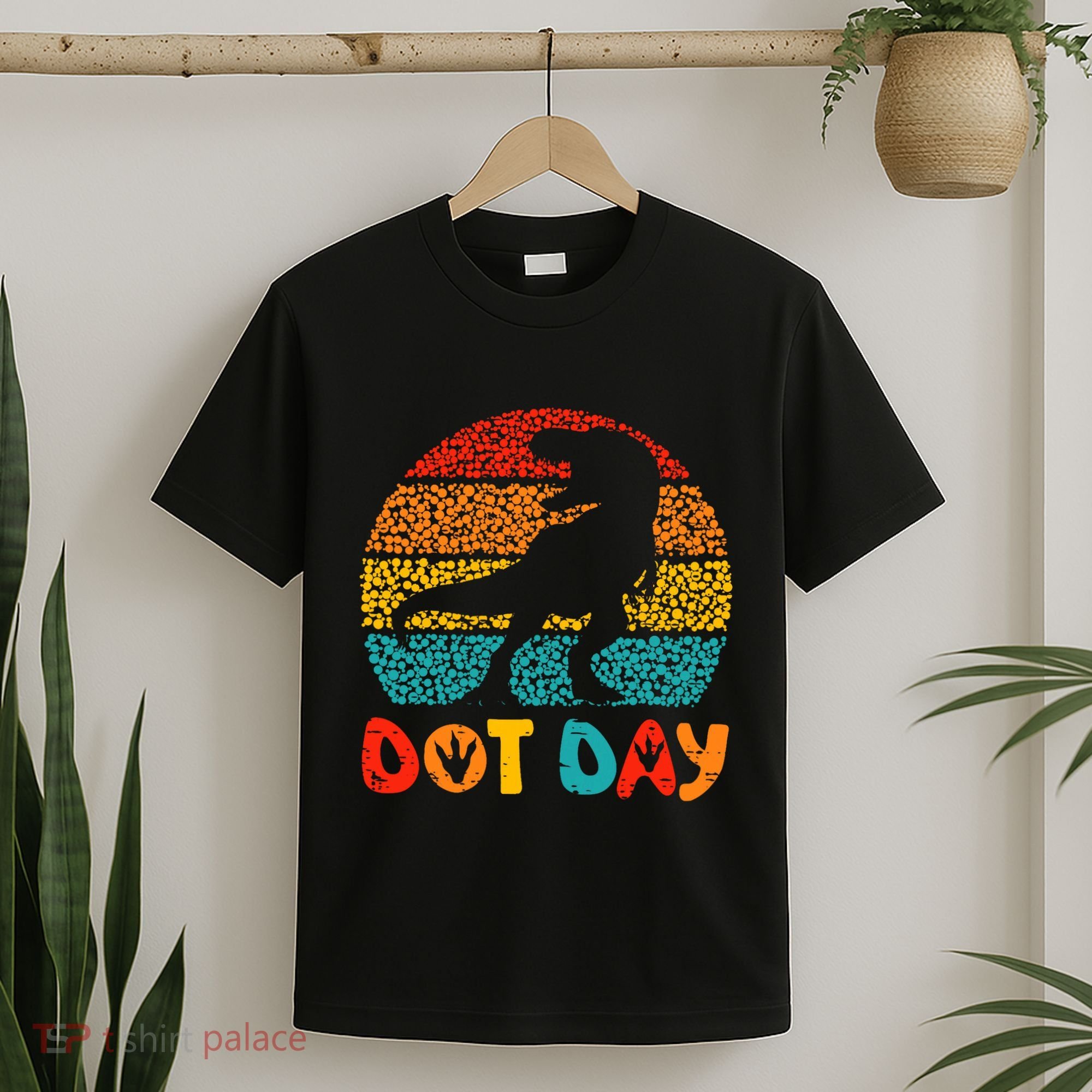 Vintage Dinosaur Happy Dot Day For Teacher T-Shirt