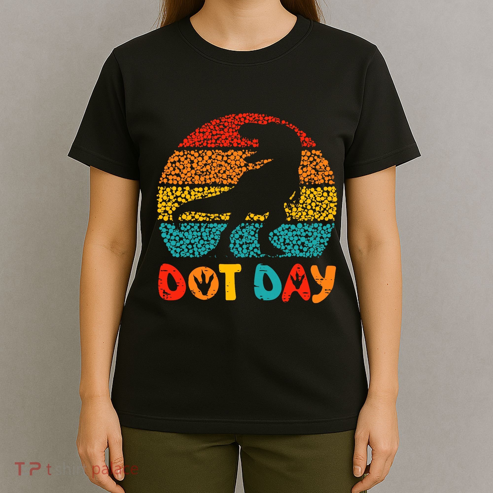 Vintage Dinosaur Happy Dot Day For Teacher T-Shirt