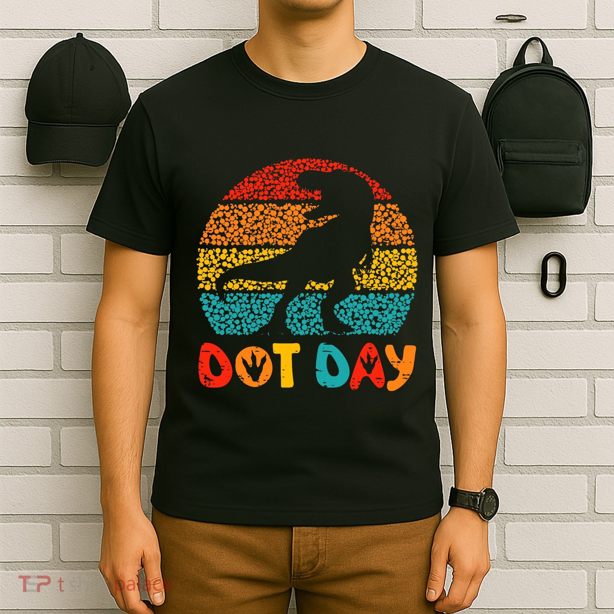 Vintage Dinosaur Happy Dot Day For Teacher T-Shirt