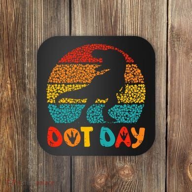 Vintage Dinosaur Happy Dot Day Coaster