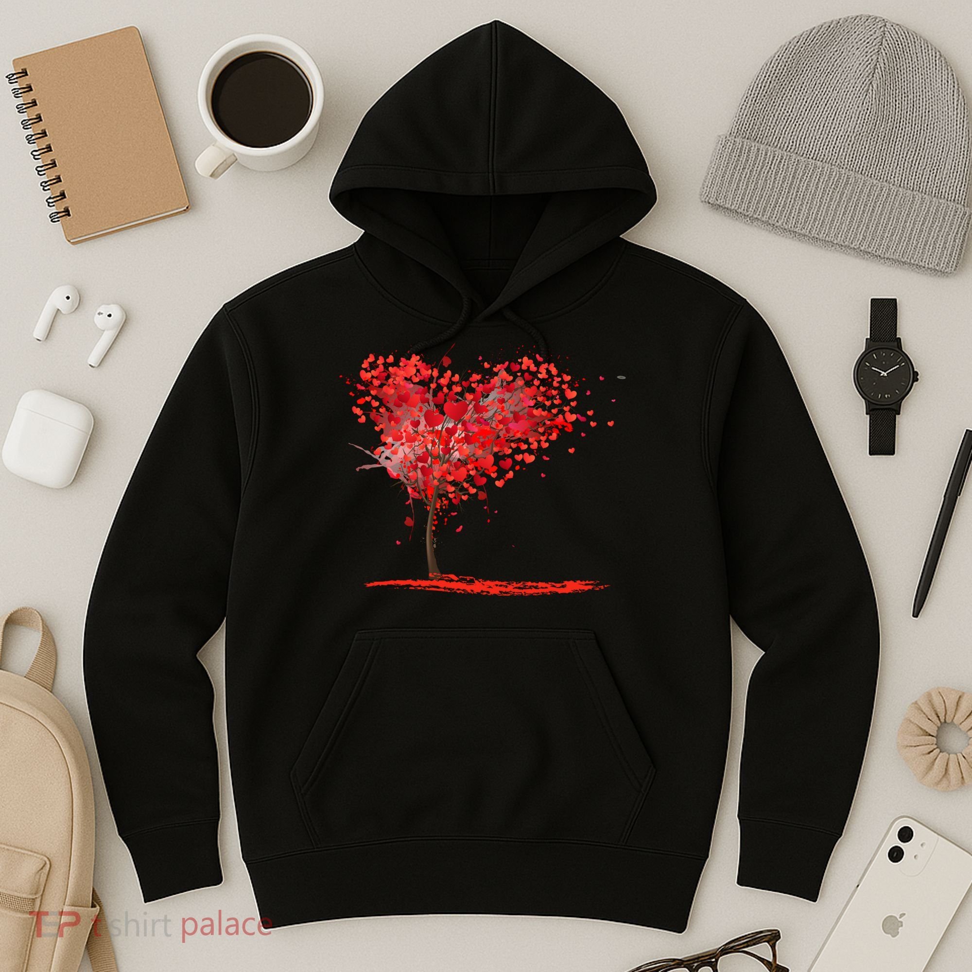 Valentines Day Heart Shaped Tree Hoodie