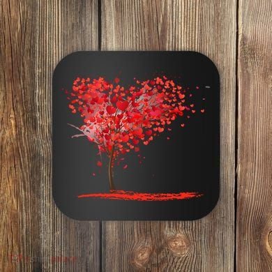 Valentines Day Heart Shaped Tree Coaster
