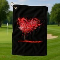 Valentines Day Heart Shaped Tree Golf Towel thumb 1
