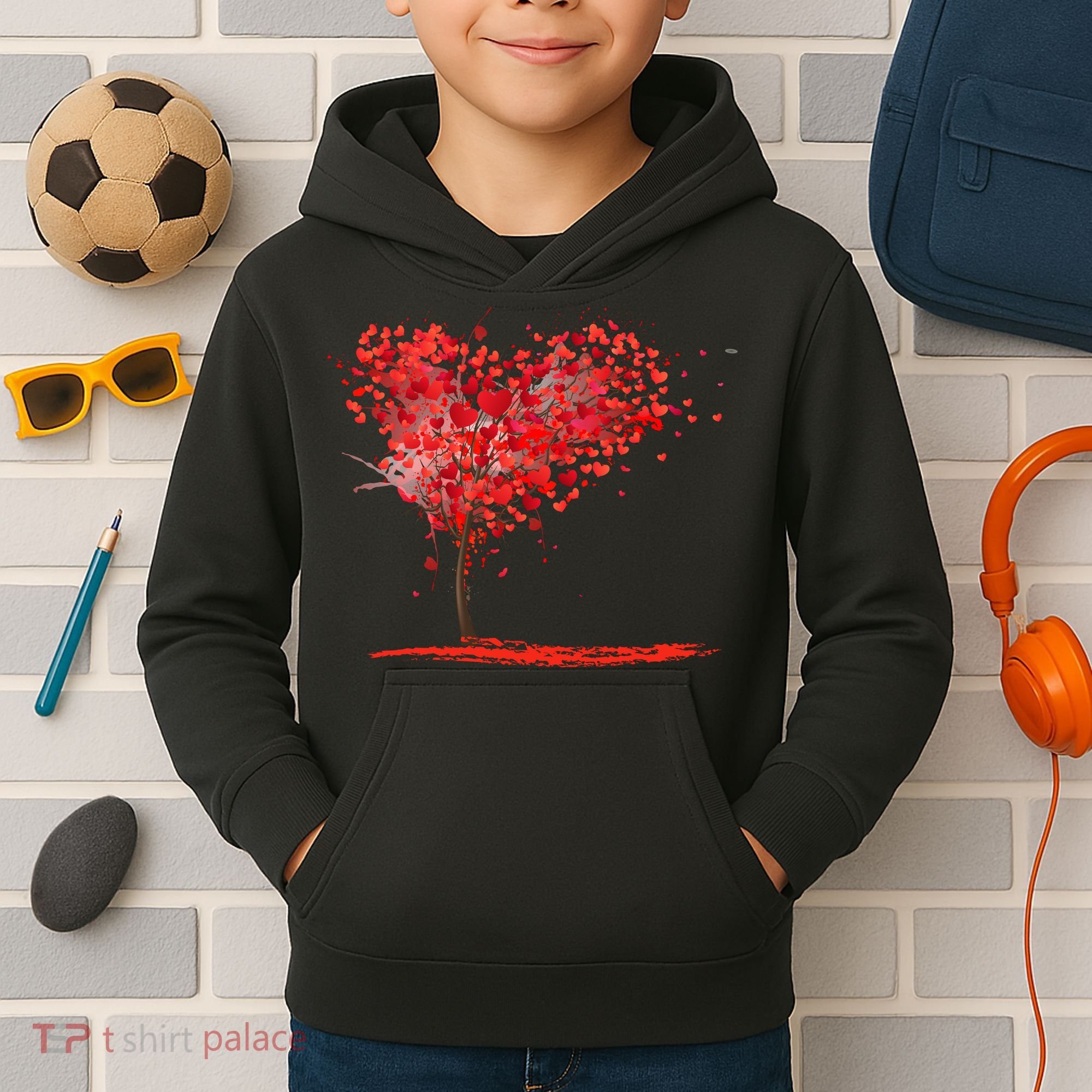 Valentines Day Heart Shaped Tree Kids Hoodie