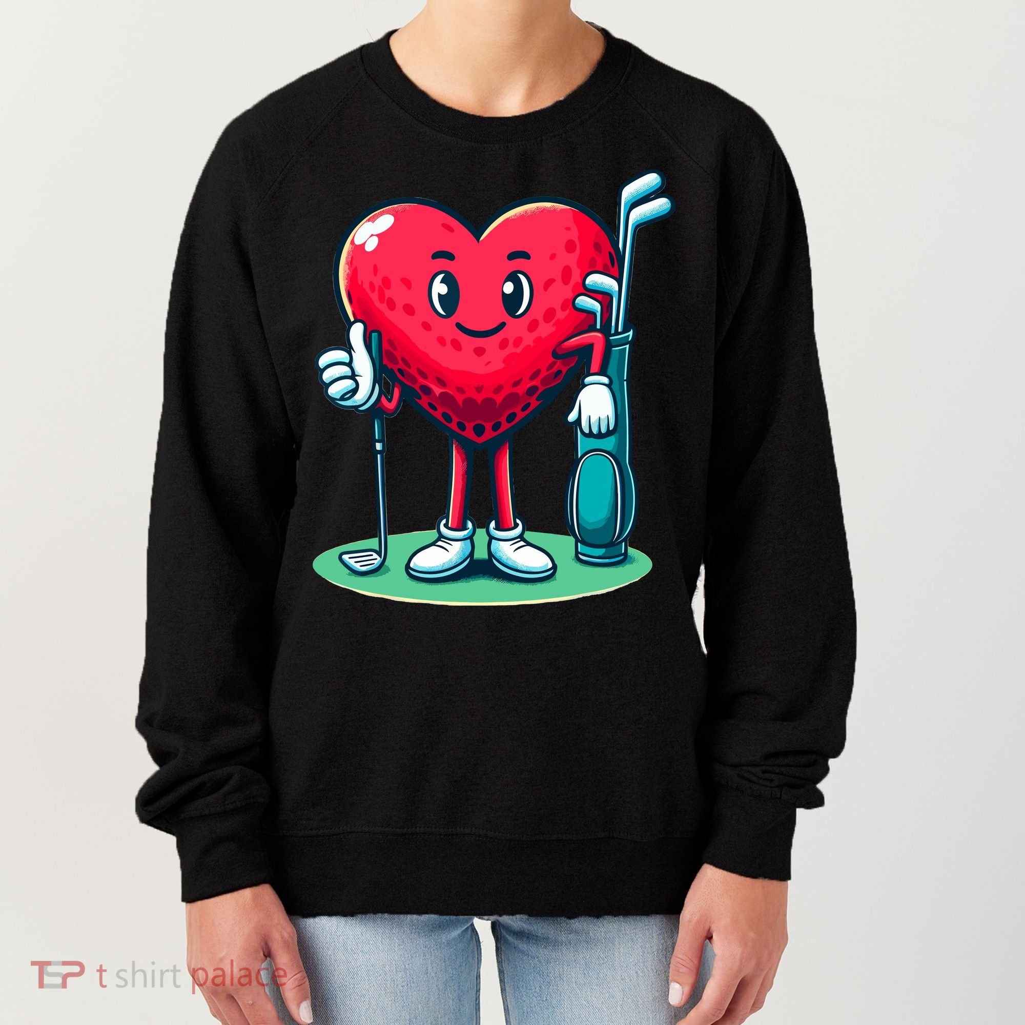ValentineS Day Heart Shaped Golf Lovers Player Golfers Women's Sweatshirt