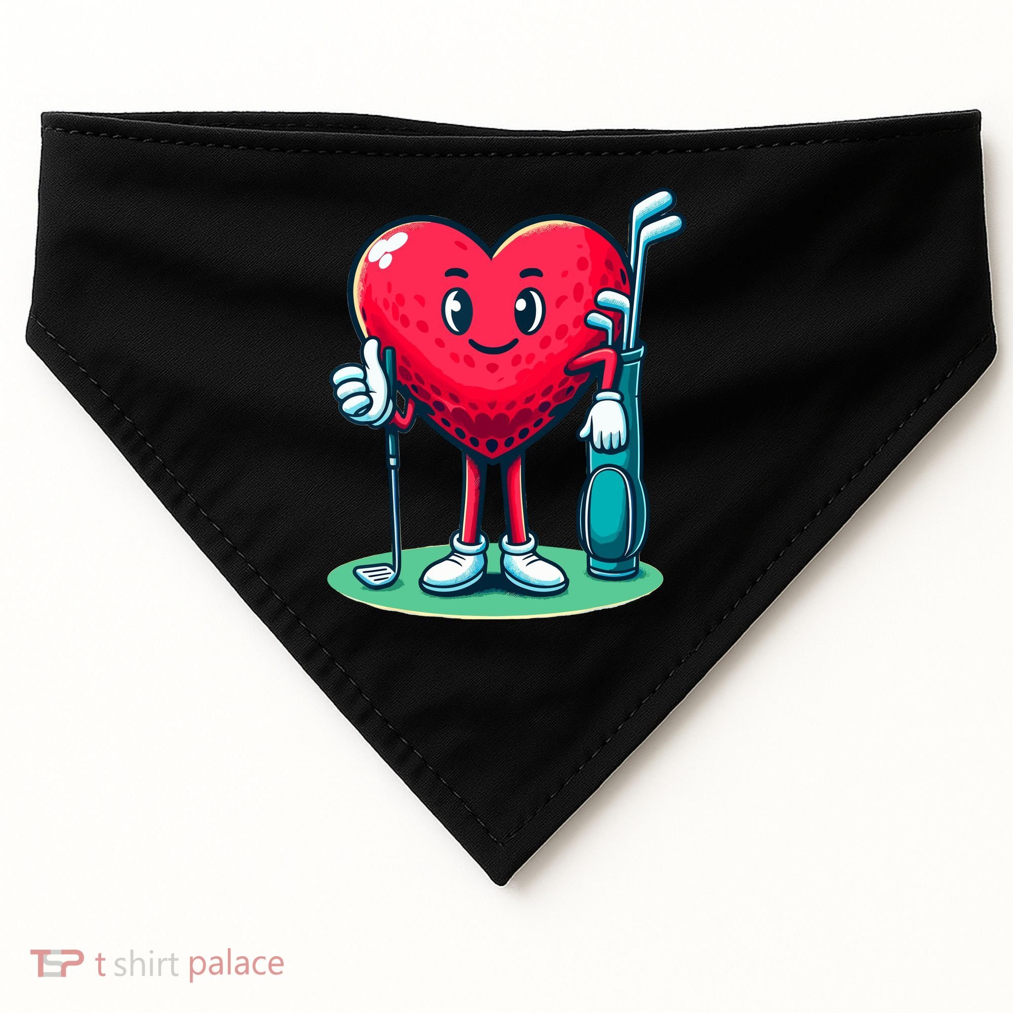ValentineS Day Heart Shaped Golf Lovers Player Golfers USA-Made Doggie Bandana