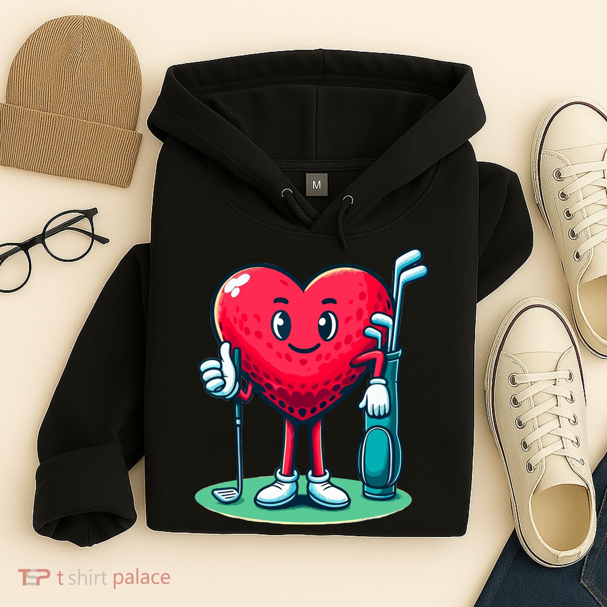 ValentineS Day Heart Shaped Golf Lovers Player Golfers Hoodie