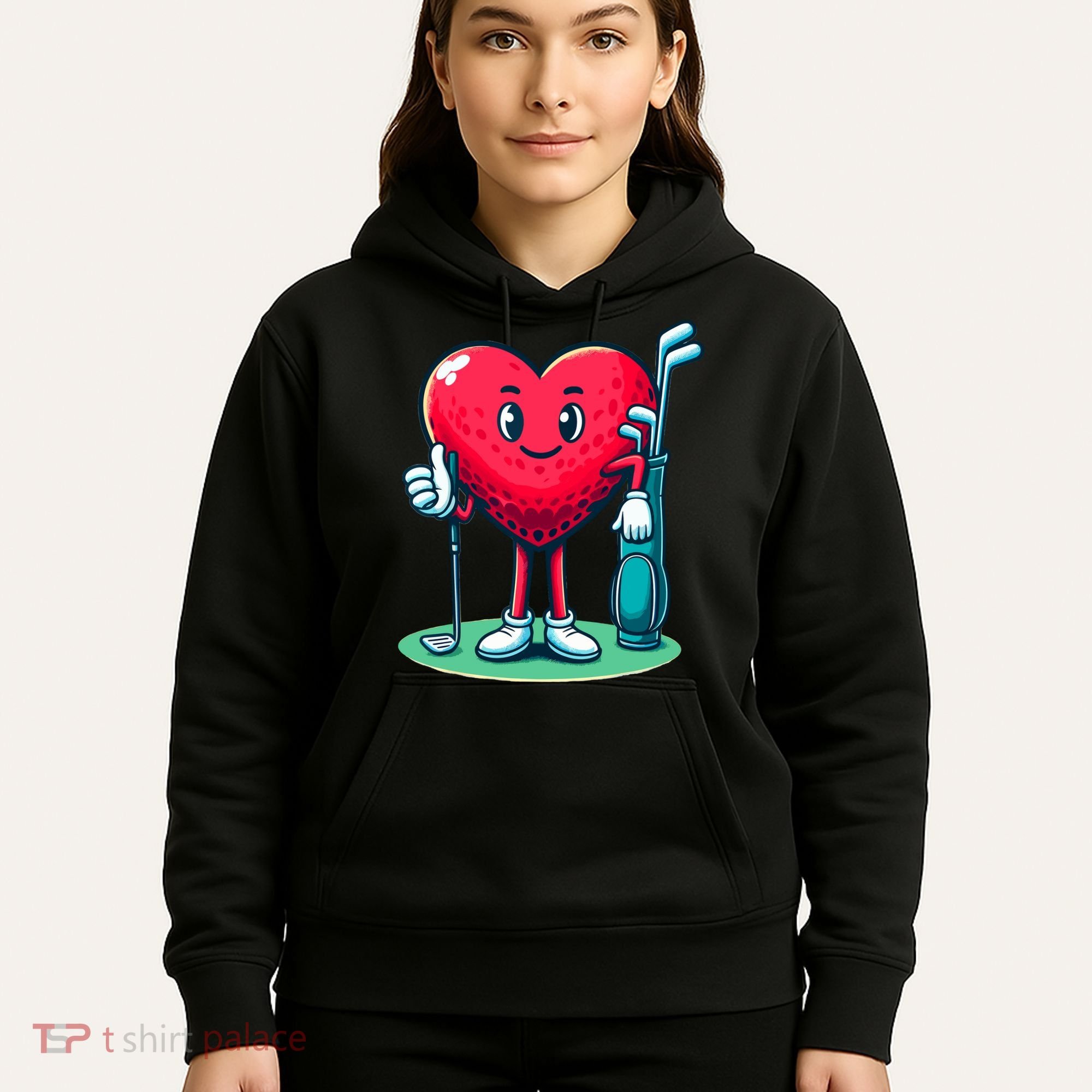 ValentineS Day Heart Shaped Golf Lovers Player Golfers Hoodie