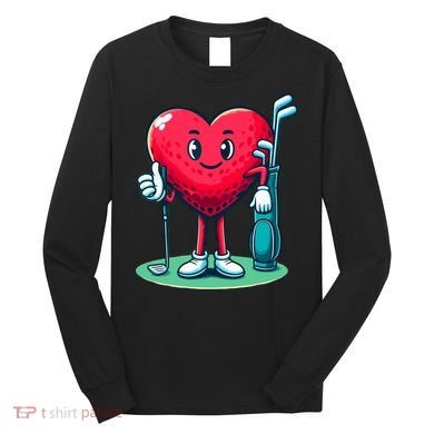 ValentineS Day Heart Shaped Golf Lovers Player Golfers Long Sleeve Shirt
