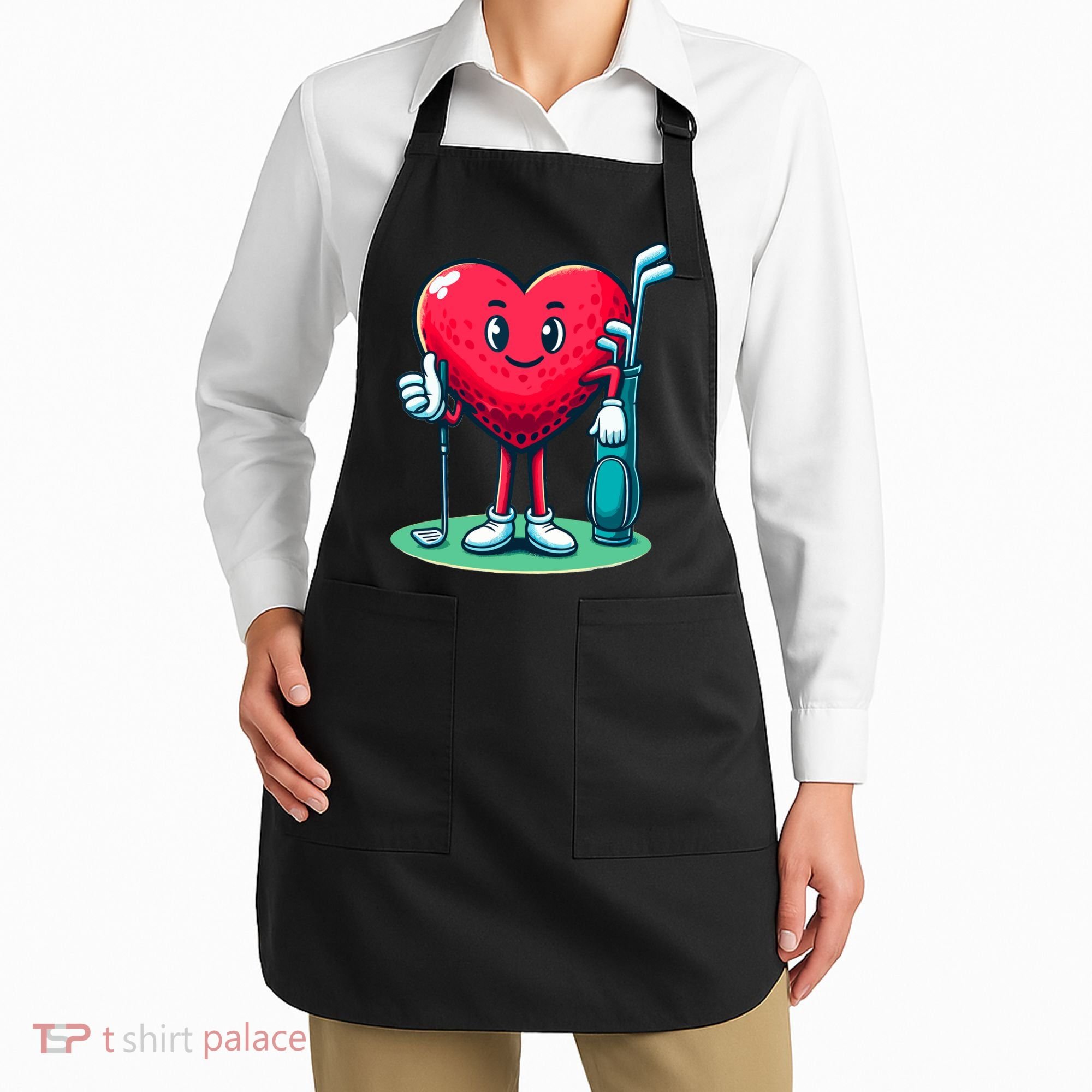 ValentineS Day Heart Shaped Golf Lovers Player Golfers Apron