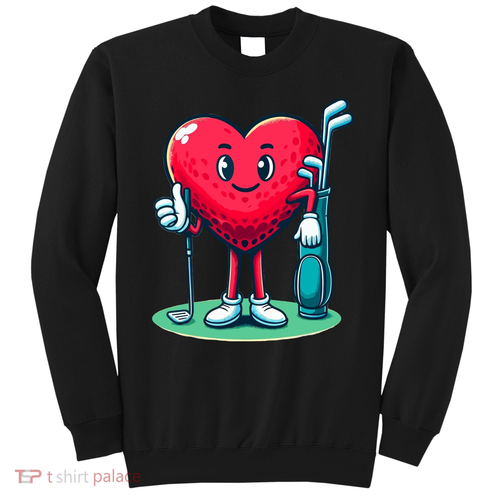 ValentineS Day Heart Shaped Golf Lovers Player Golfers Sweatshirt