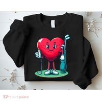 ValentineS Day Heart Shaped Golf Lovers Player Golfers Sweatshirt thumb 2