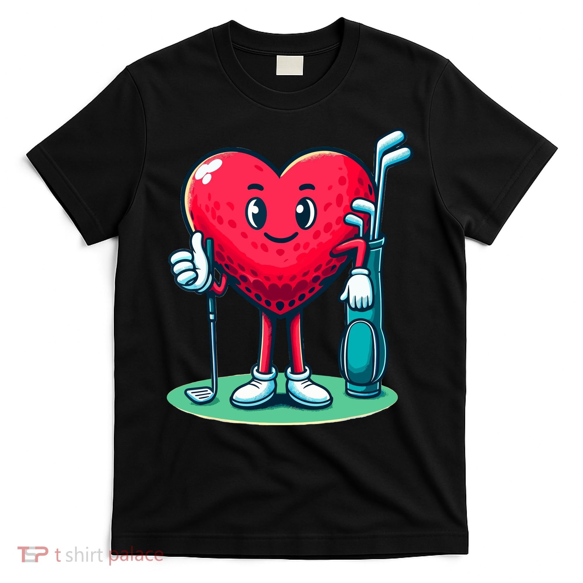 ValentineS Day Heart Shaped Golf Lovers Player Golfers T-Shirt