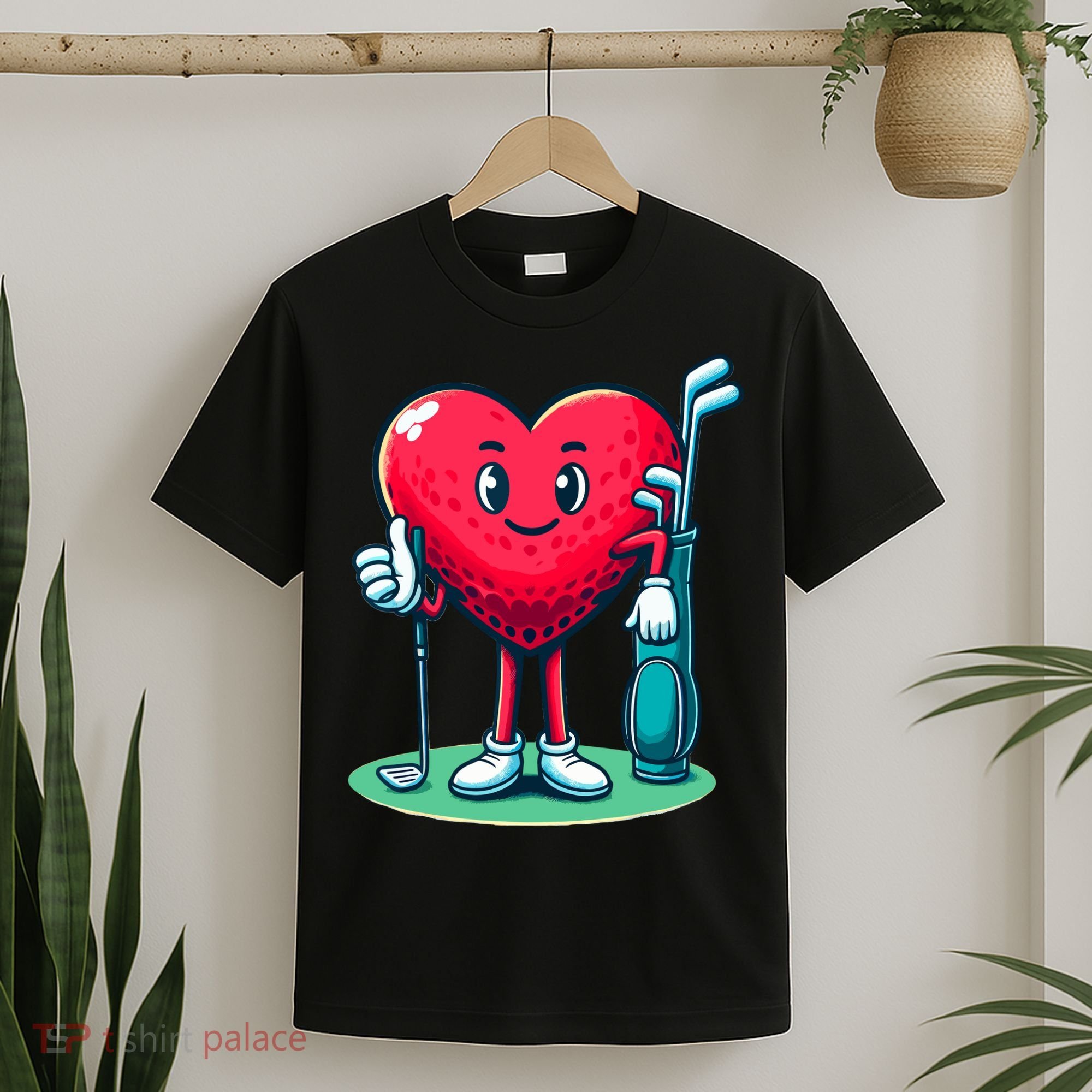 ValentineS Day Heart Shaped Golf Lovers Player Golfers T-Shirt