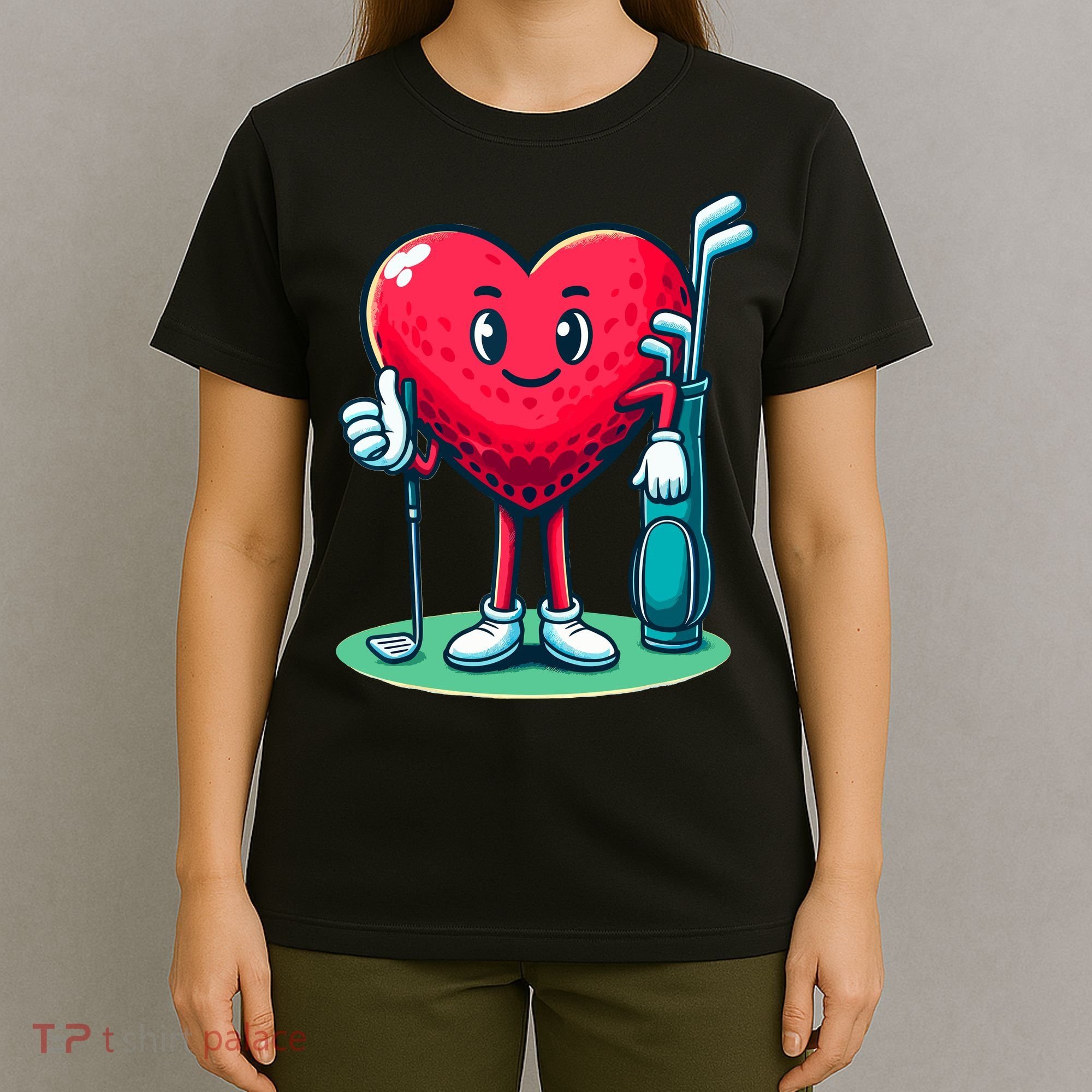 ValentineS Day Heart Shaped Golf Lovers Player Golfers T-Shirt