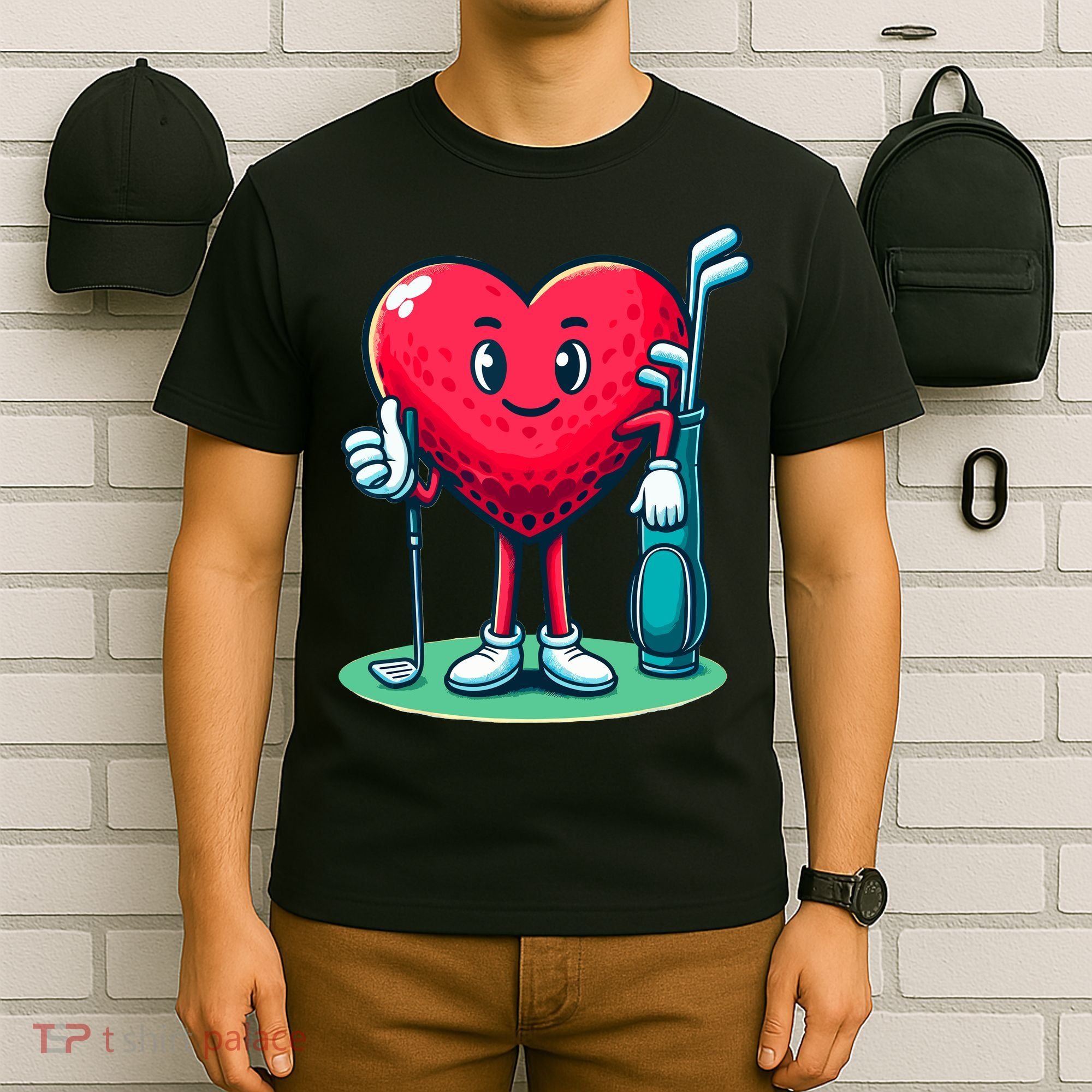 ValentineS Day Heart Shaped Golf Lovers Player Golfers T-Shirt