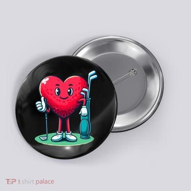 ValentineS Day Heart Shaped Golf Lovers Player Golfers Button