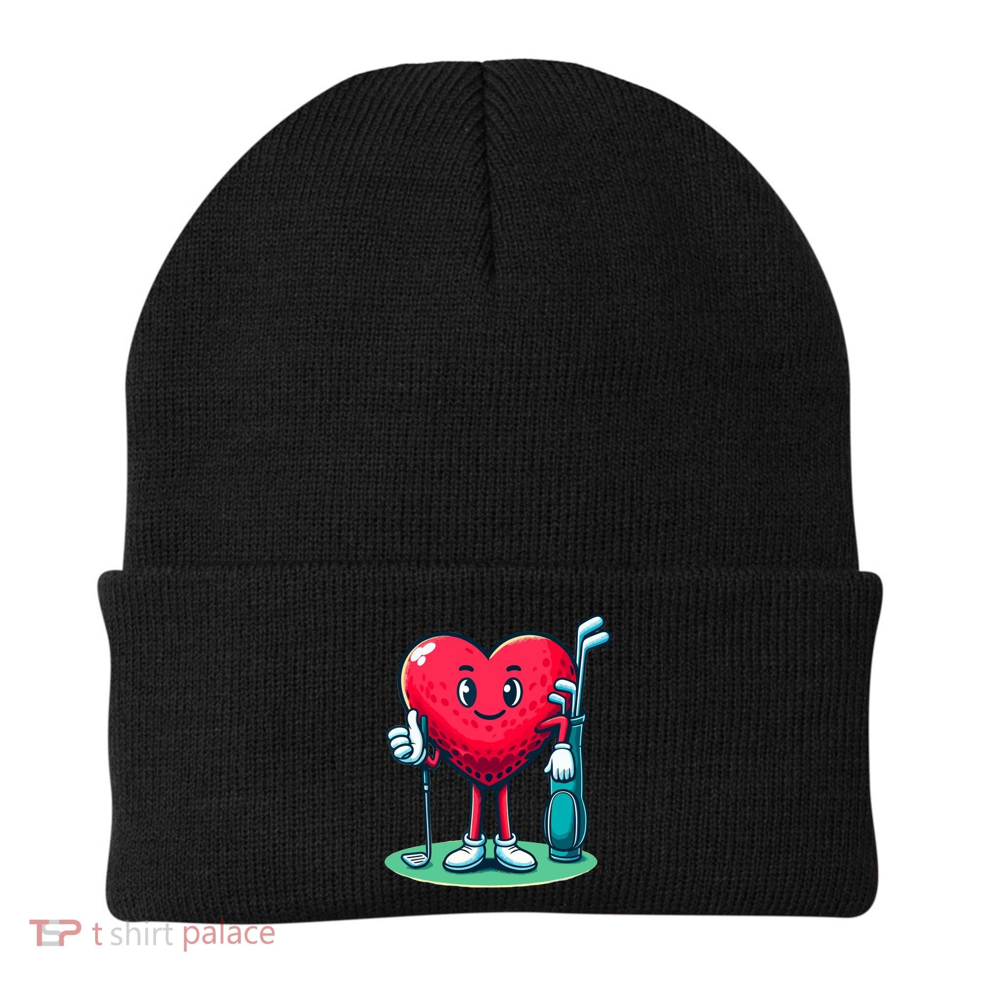 ValentineS Day Heart Shaped Golf Lovers Player Golfers Beanie