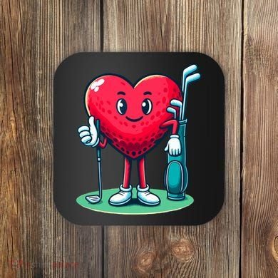 ValentineS Day Heart Shaped Golf Lovers Player Golfers Coaster