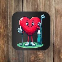 ValentineS Day Heart Shaped Golf Lovers Player Golfers Coaster thumb 0