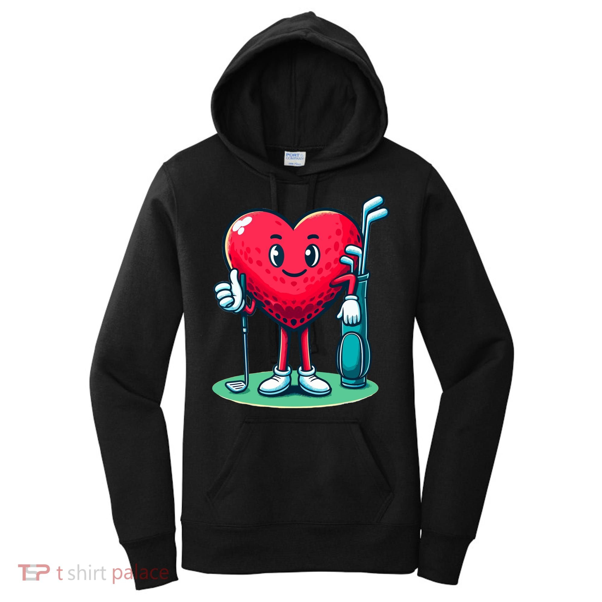 ValentineS Day Heart Shaped Golf Lovers Player Golfers Women's Hoodie