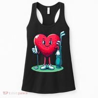 ValentineS Day Heart Shaped Golf Lovers Player Golfers Women's Tank Top thumb 0