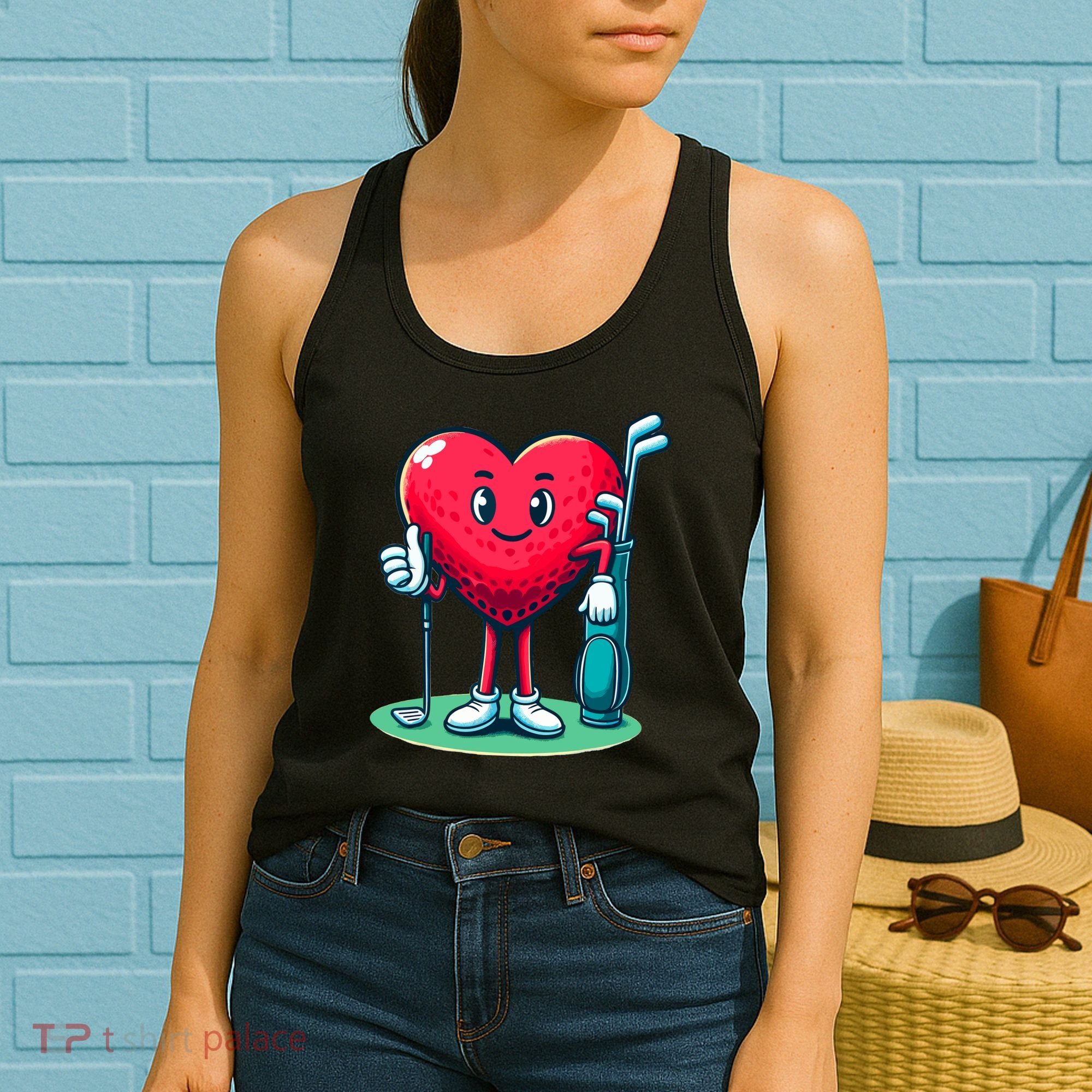 ValentineS Day Heart Shaped Golf Lovers Player Golfers Women's Tank Top