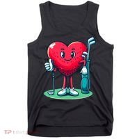 ValentineS Day Heart Shaped Golf Lovers Player Golfers Tank Top thumb 0