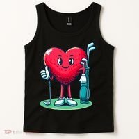 ValentineS Day Heart Shaped Golf Lovers Player Golfers Tank Top thumb 2