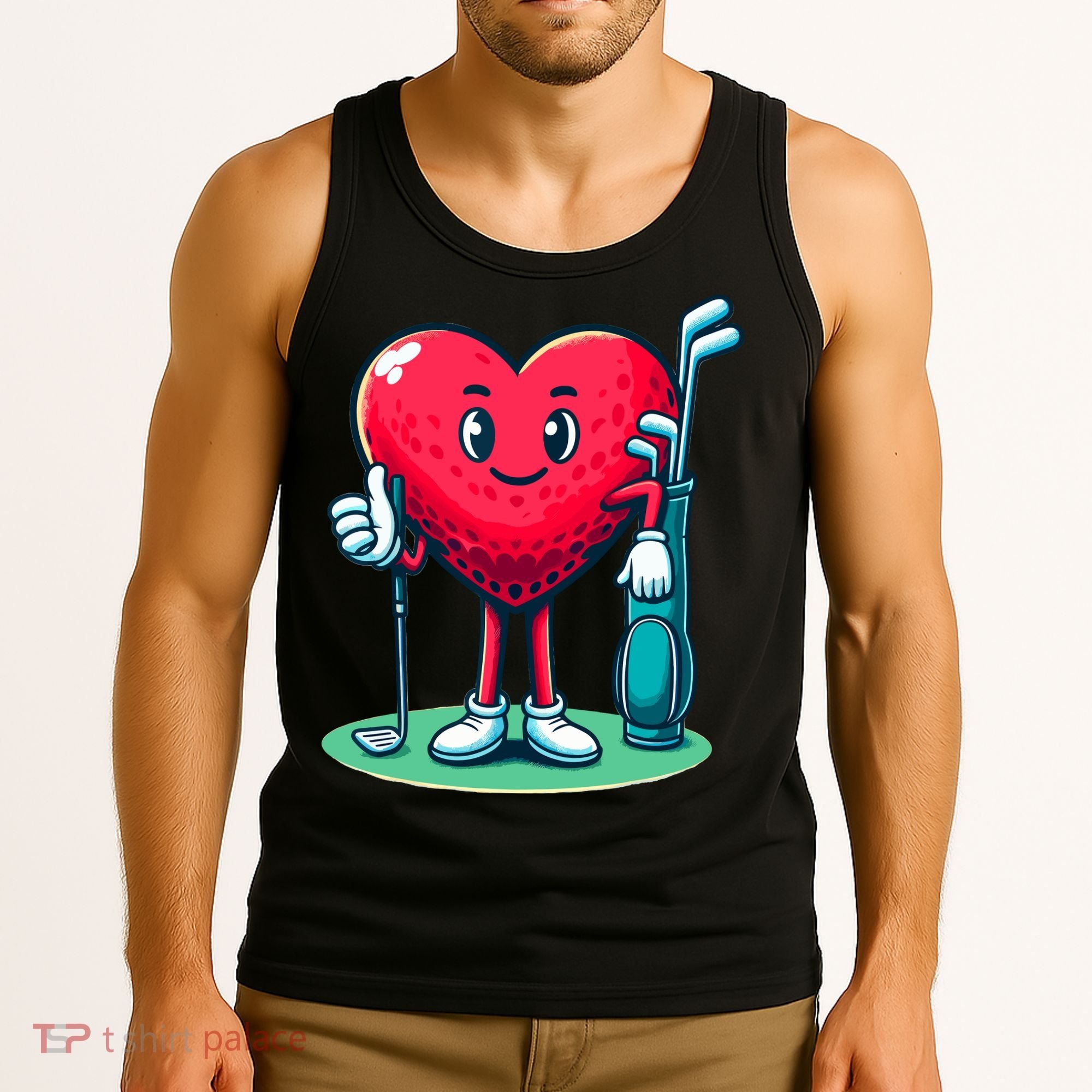 ValentineS Day Heart Shaped Golf Lovers Player Golfers Tank Top