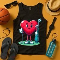 ValentineS Day Heart Shaped Golf Lovers Player Golfers Tank Top thumb 4