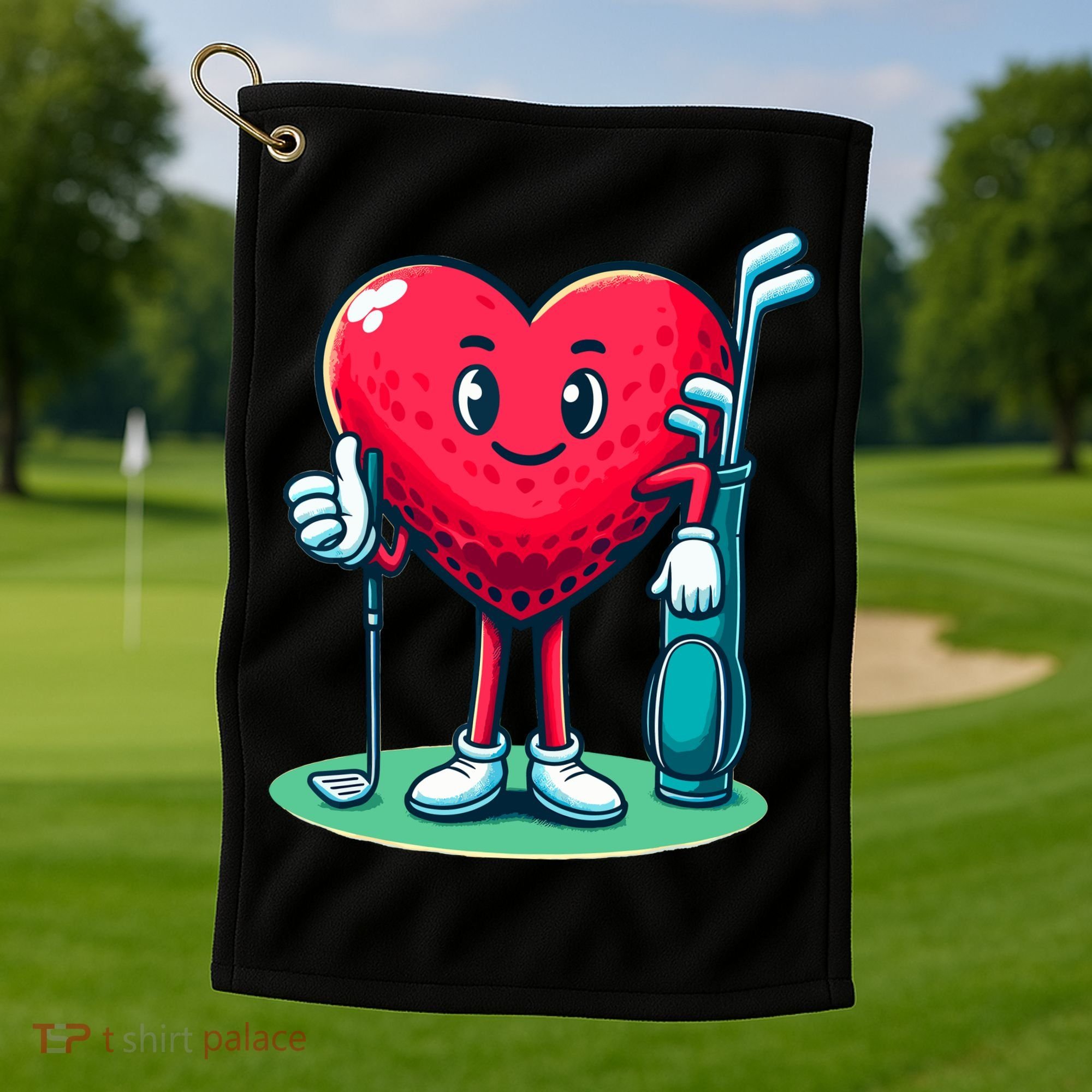ValentineS Day Heart Shaped Golf Lovers Player Golfers Golf Towel