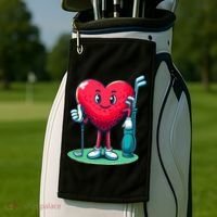 ValentineS Day Heart Shaped Golf Lovers Player Golfers Golf Towel thumb 2