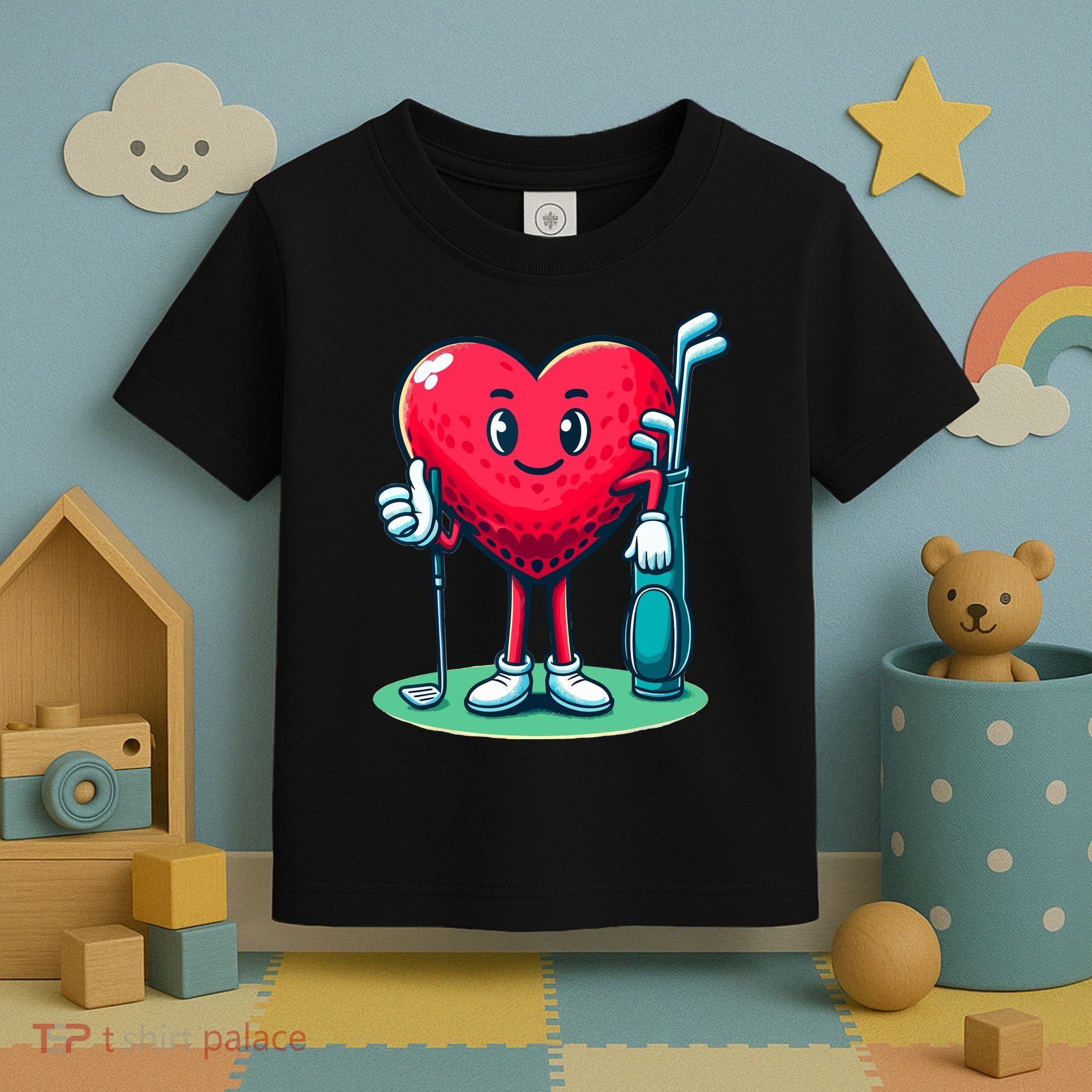 ValentineS Day Heart Shaped Golf Lovers Player Golfers Toddler T-Shirt
