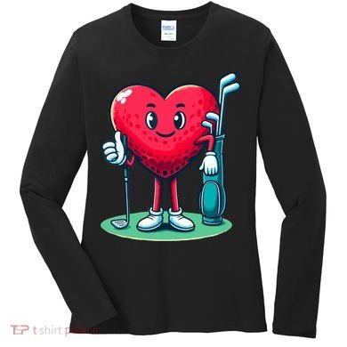 ValentineS Day Heart Shaped Golf Lovers Player Golfers Women's Long Sleeve Shirt