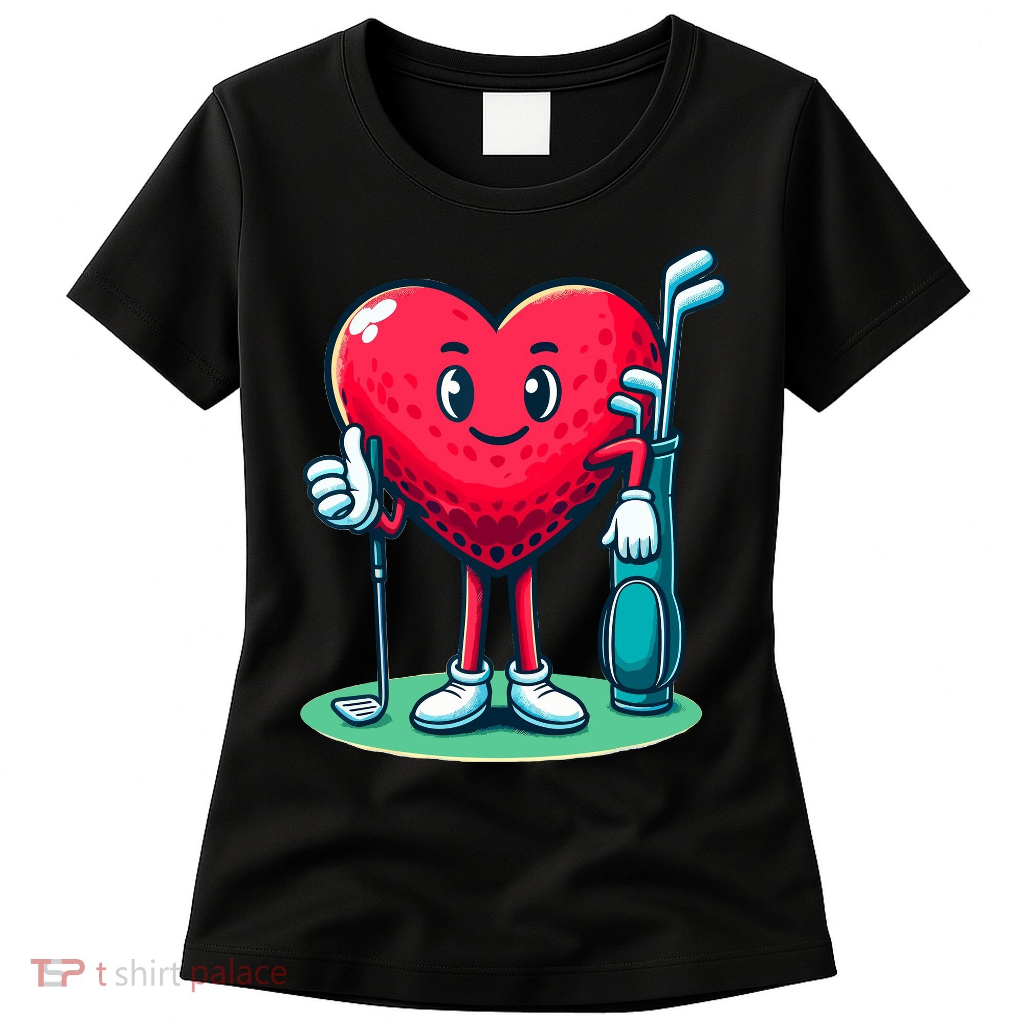 ValentineS Day Heart Shaped Golf Lovers Player Golfers Women's T-Shirt