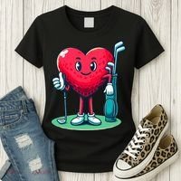 ValentineS Day Heart Shaped Golf Lovers Player Golfers Women's T-Shirt thumb 3