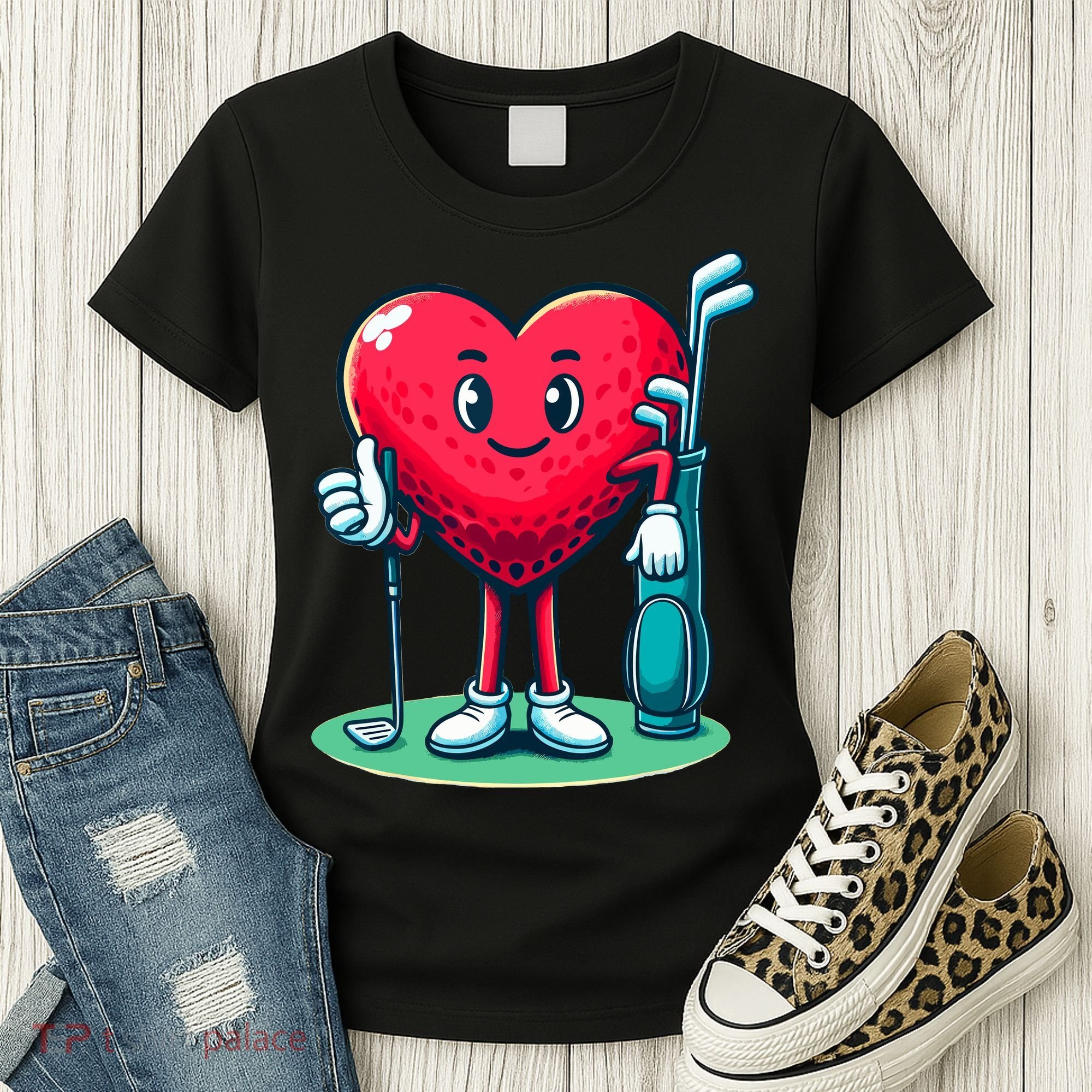 ValentineS Day Heart Shaped Golf Lovers Player Golfers Women's T-Shirt