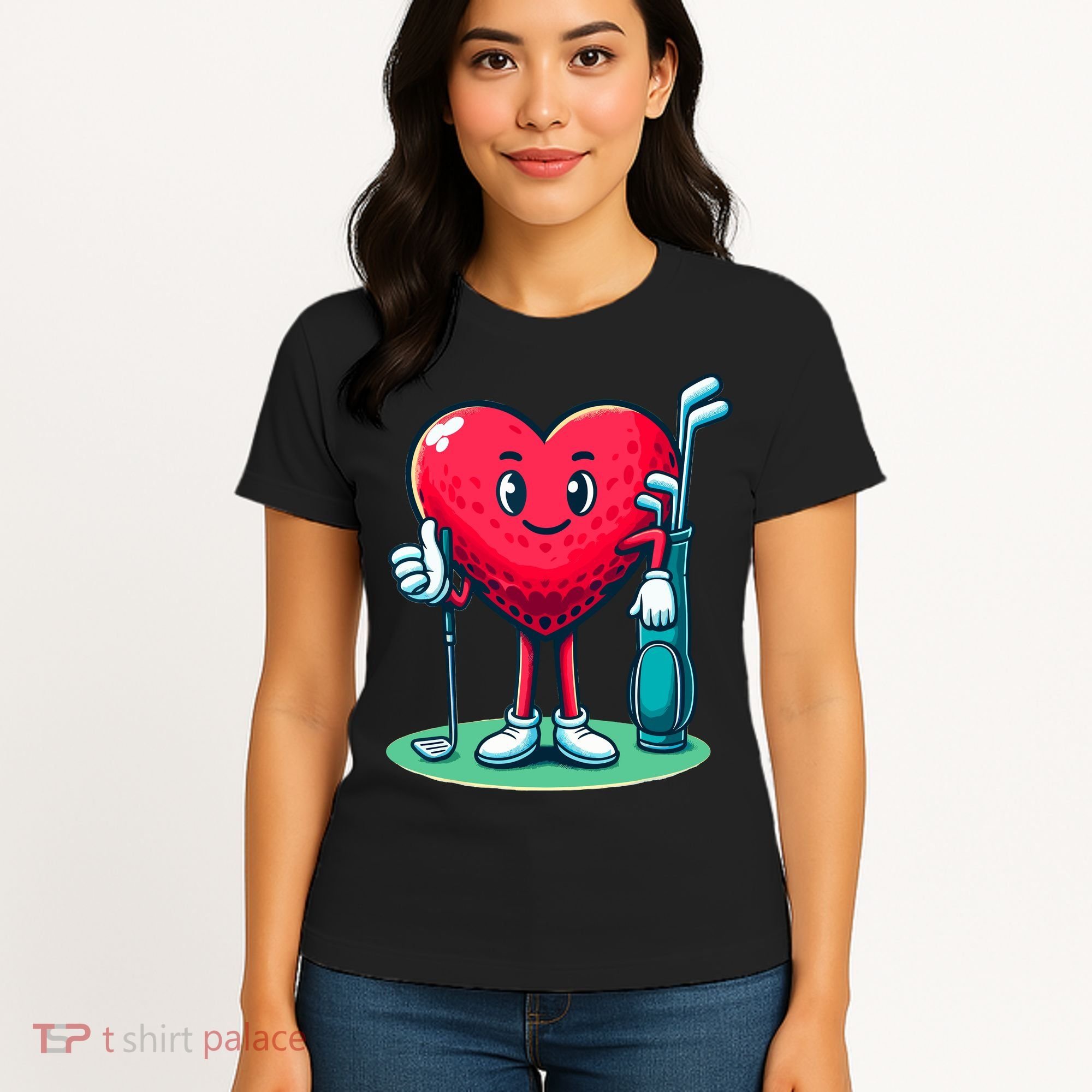 ValentineS Day Heart Shaped Golf Lovers Player Golfers Women's T-Shirt
