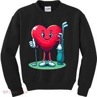 ValentineS Day Heart Shaped Golf Lovers Player Golfers Kids Sweatshirt thumb 0