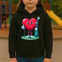 ValentineS Day Heart Shaped Golf Lovers Player Golfers Kids Hoodie thumb 3