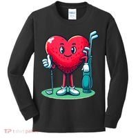 ValentineS Day Heart Shaped Golf Lovers Player Golfers Kids Long Sleeve Shirt thumb 0