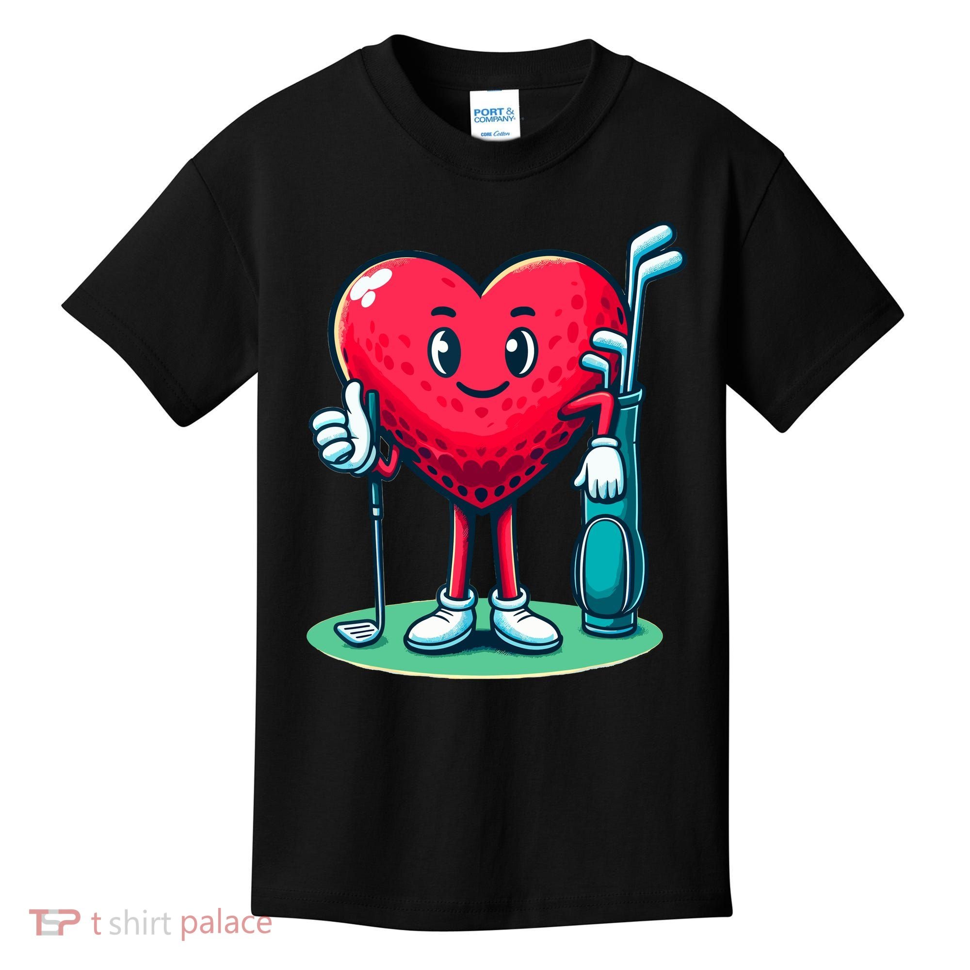 ValentineS Day Heart Shaped Golf Lovers Player Golfers Kids T-Shirt