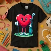 ValentineS Day Heart Shaped Golf Lovers Player Golfers Kids T-Shirt thumb 3