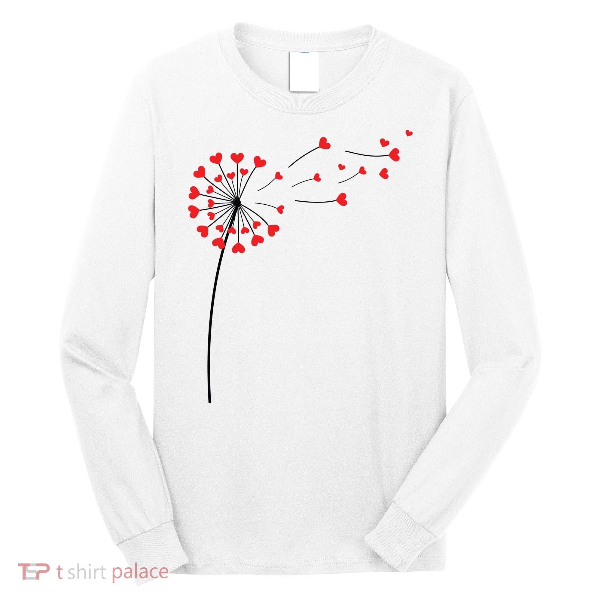 Valentines Day Heart Dandelion Cute Long Sleeve Shirt