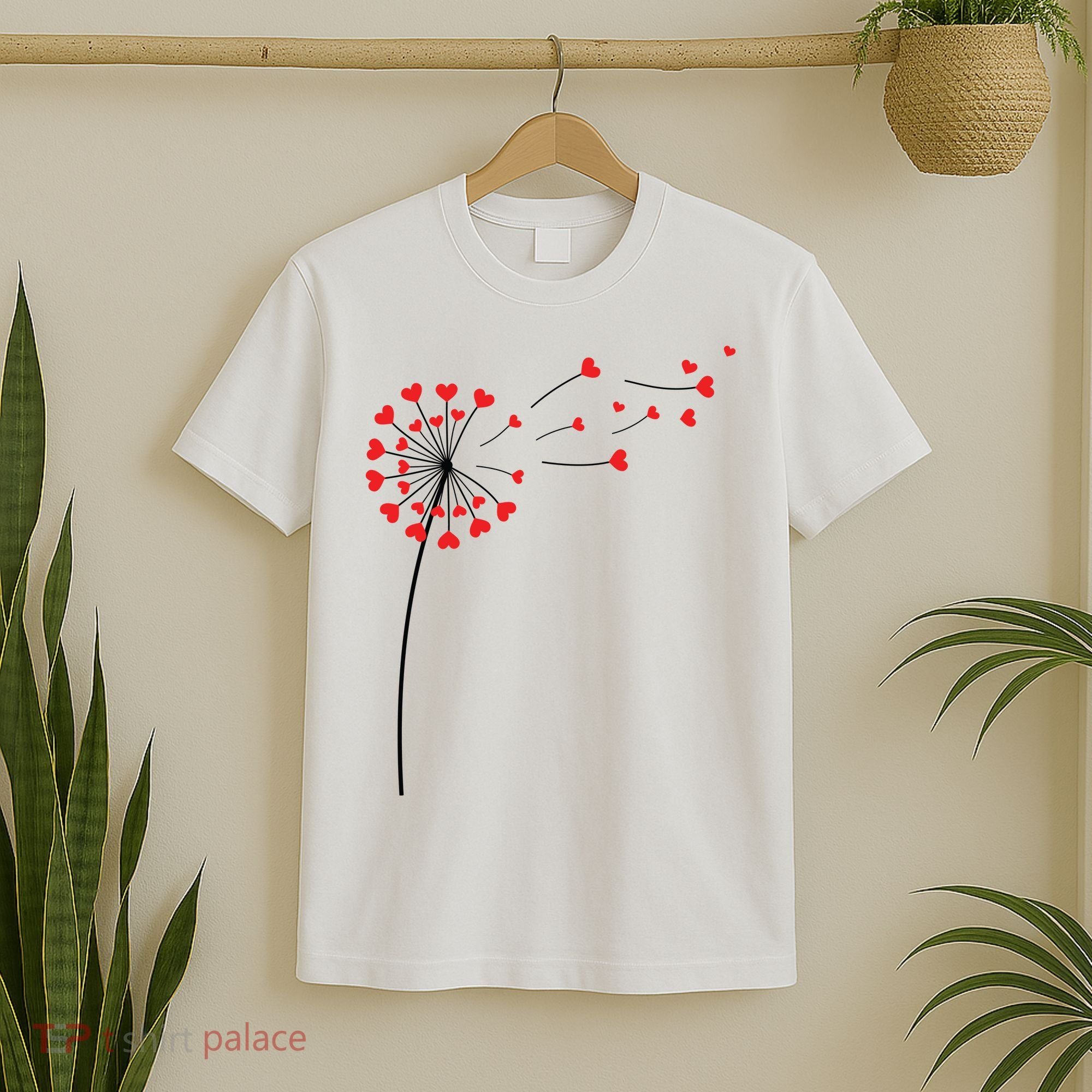 Valentines Day Heart Dandelion Cute T-Shirt