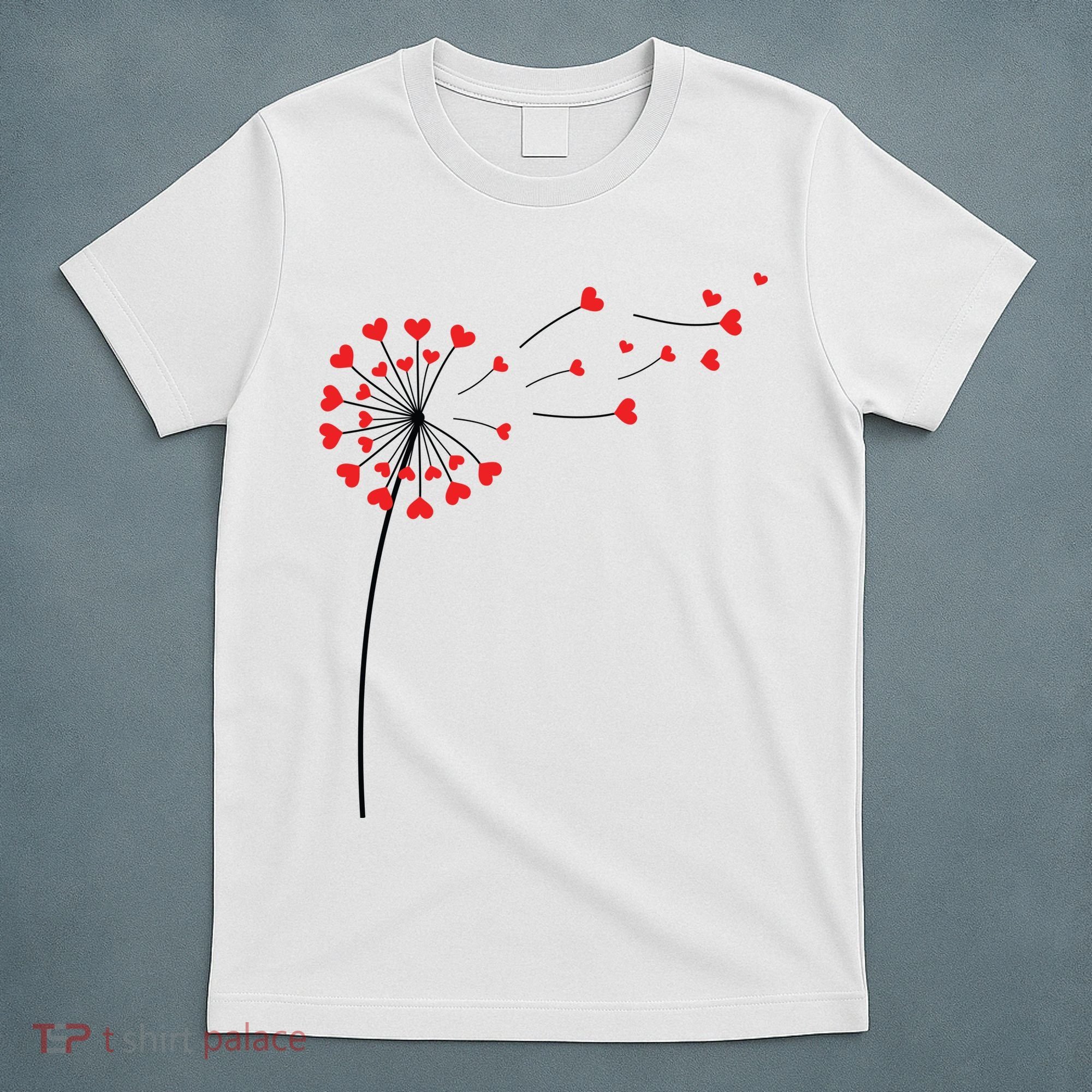 Valentines Day Heart Dandelion Cute T-Shirt