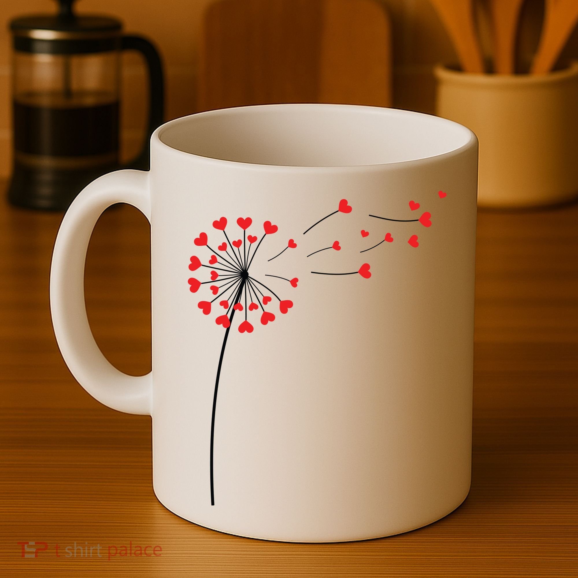 Valentines Day Heart Dandelion Cute Coffee Mug