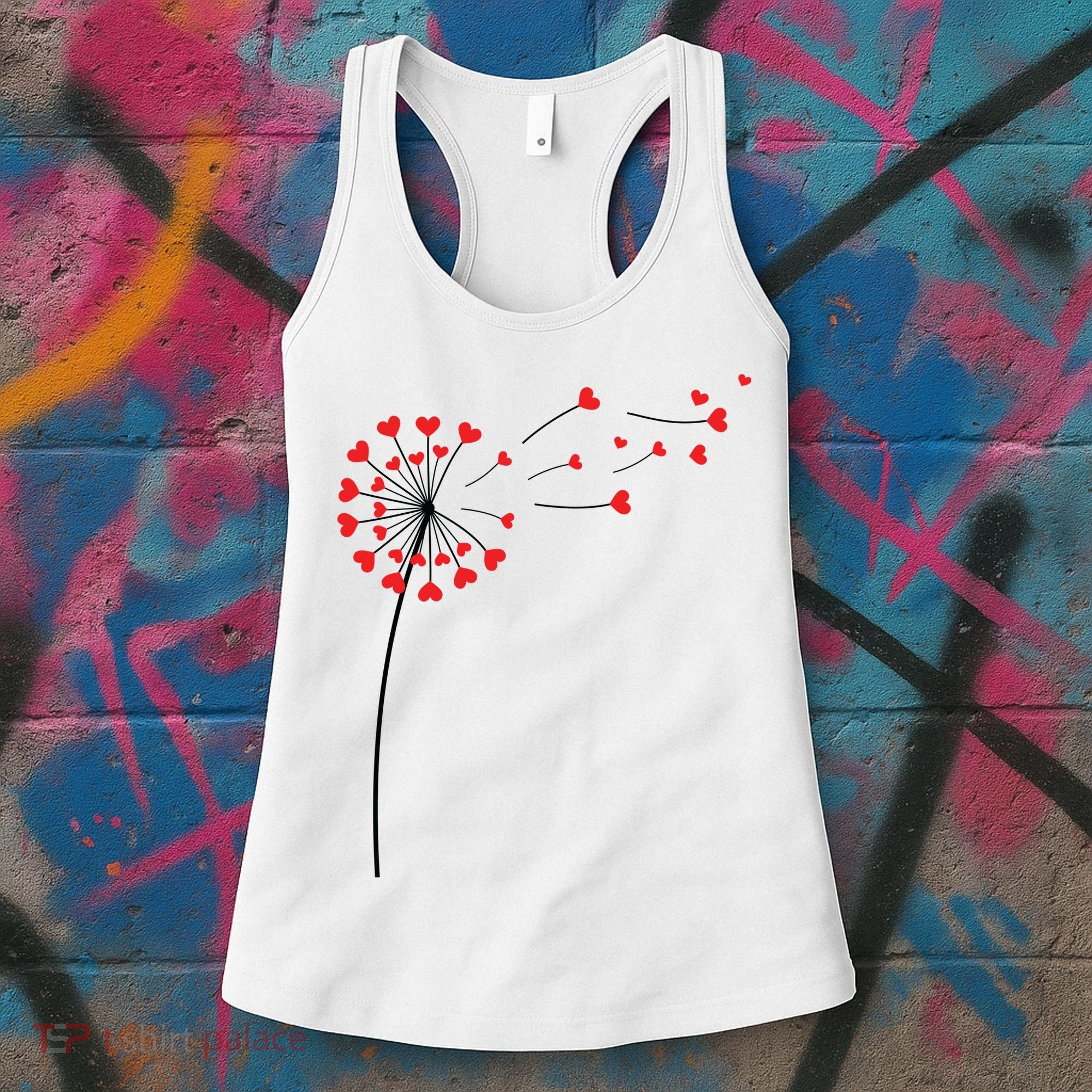 Valentines Day Heart Dandelion Cute Women's Tank Top